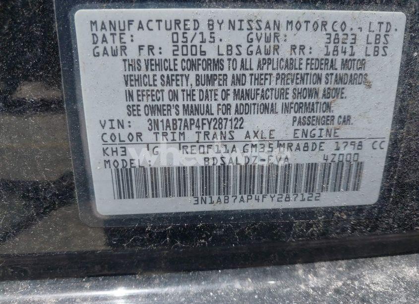 Photo 9 of 2015 Nissan Sentra SV (VIN 3N1AB7AP4FY287122)
