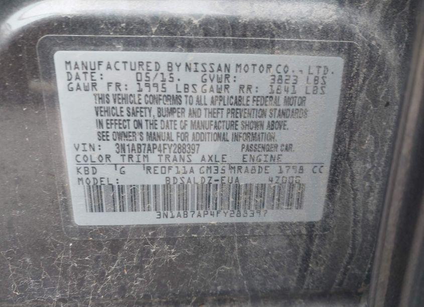 Photo 9 of 2015 Nissan Sentra SV (VIN 3N1AB7AP4FY288397)