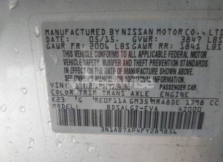 Photo 9 of 2015 Nissan Sentra SL (VIN 3N1AB7AP4FY289856)