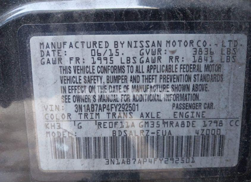 Photo 9 of 2015 Nissan Sentra SR (VIN 3N1AB7AP4FY292501)