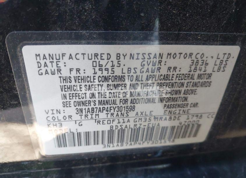 Photo 9 of 2015 Nissan Sentra SR (VIN 3N1AB7AP4FY301598)