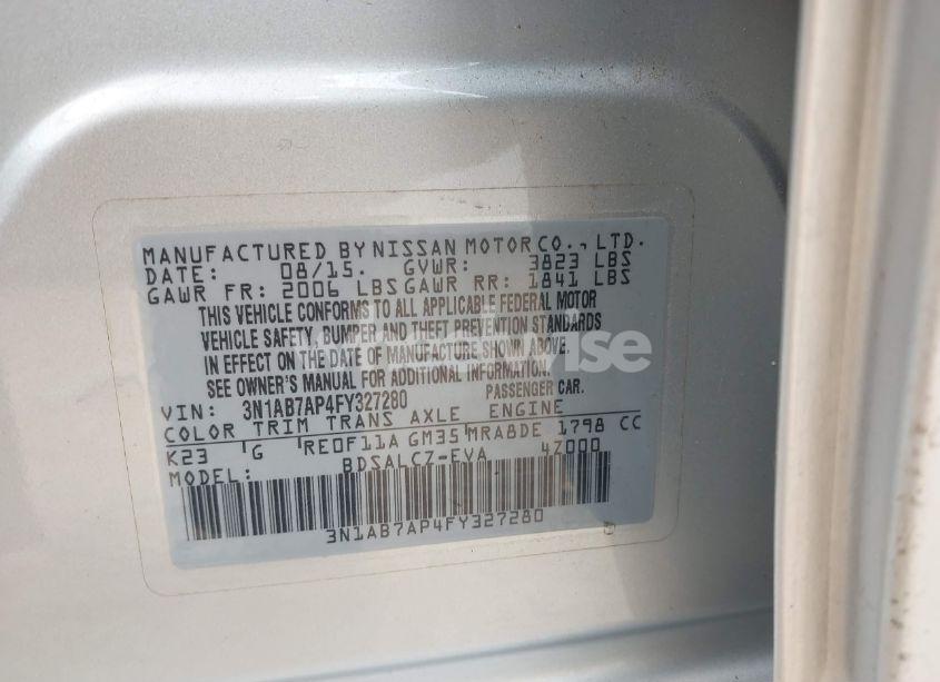 Photo 9 of 2015 Nissan Sentra S (VIN 3N1AB7AP4FY327280)