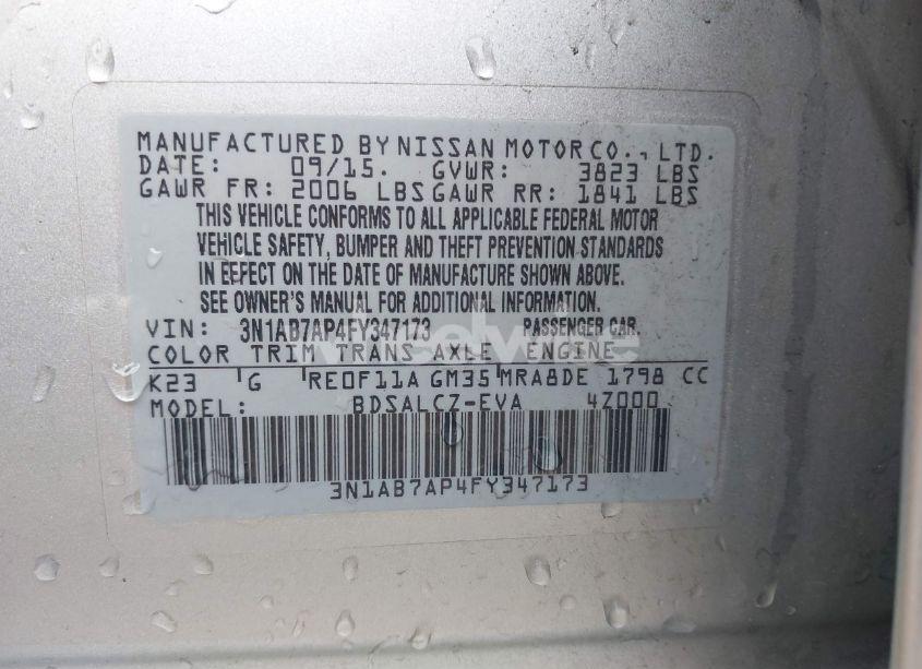 Photo 9 of 2015 Nissan Sentra S (VIN 3N1AB7AP4FY347173)