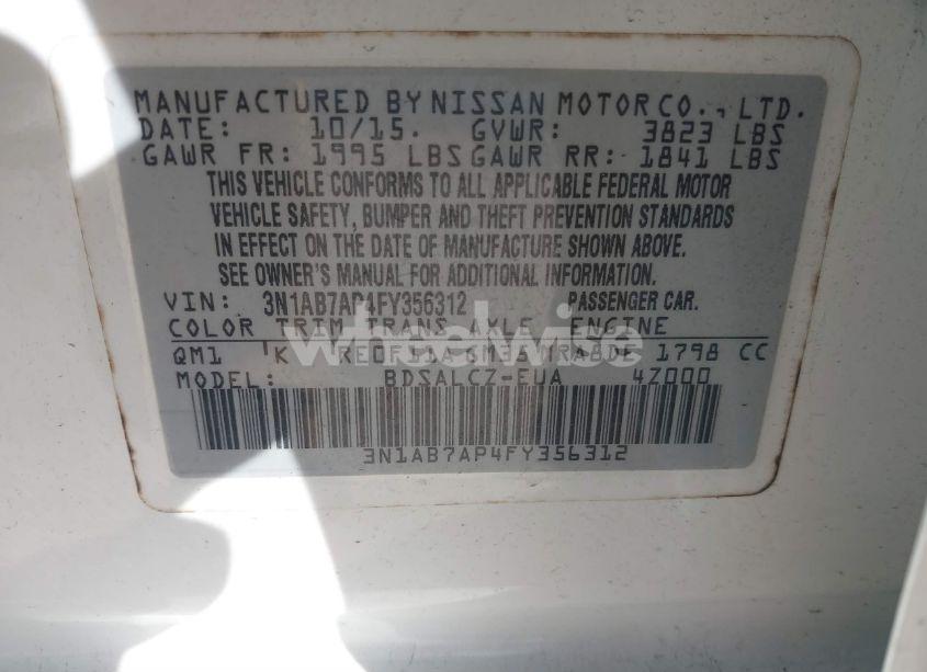 Photo 9 of 2015 Nissan Sentra S (VIN 3N1AB7AP4FY356312)
