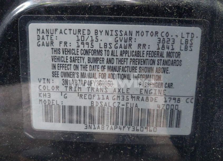 Photo 9 of 2015 Nissan Sentra S (VIN 3N1AB7AP4FY360960)