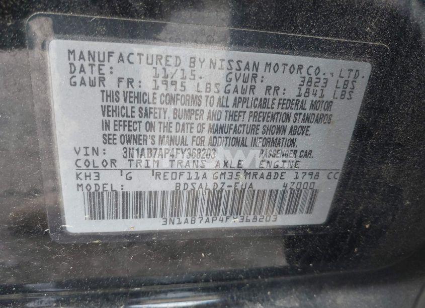 Photo 9 of 2015 Nissan Sentra SV (VIN 3N1AB7AP4FY368203)