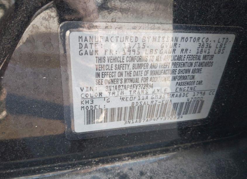 Photo 9 of 2015 Nissan Sentra SR (VIN 3N1AB7AP4FY372834)