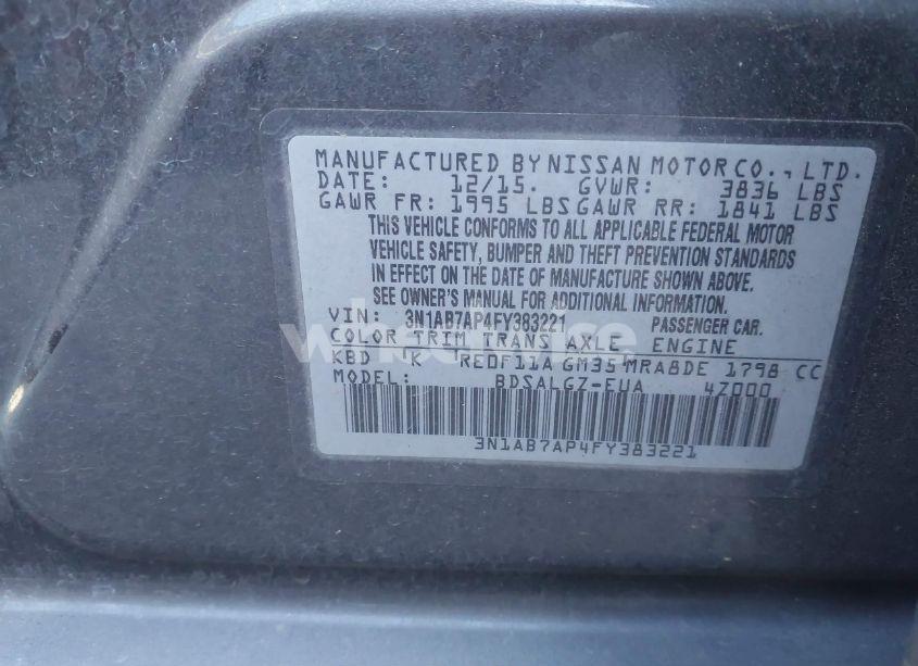 Photo 9 of 2015 Nissan Sentra FE+ S/S/SL/SR/SV (VIN 3N1AB7AP4FY383221)
