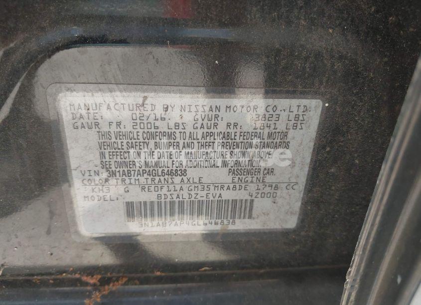 Photo 9 of 2016 Nissan Sentra FE+ S/S/SL/SR/SV (VIN 3N1AB7AP4GL646838)