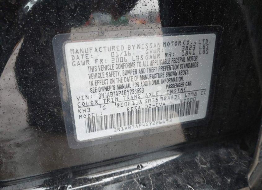 Photo 9 of 2016 Nissan Sentra SV (VIN 3N1AB7AP4GY226693)