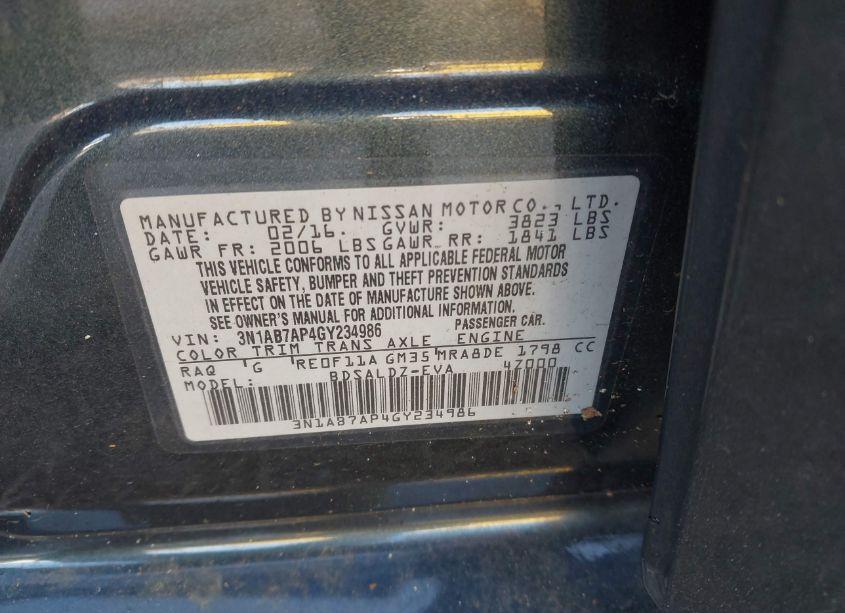 Photo 9 of 2016 Nissan Sentra SV (VIN 3N1AB7AP4GY234986)