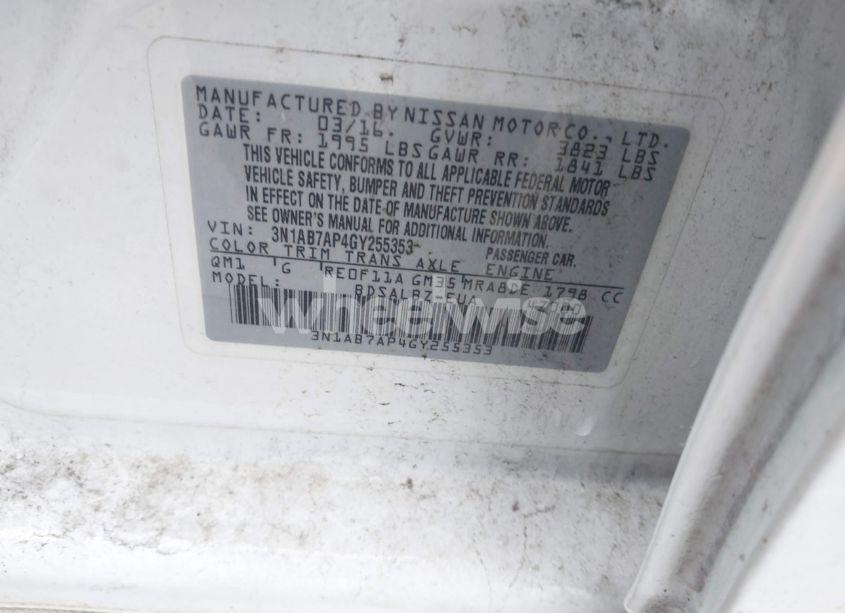 Photo 9 of 2016 Nissan Sentra FE+ S/S/SL/SR/SV (VIN 3N1AB7AP4GY255353)