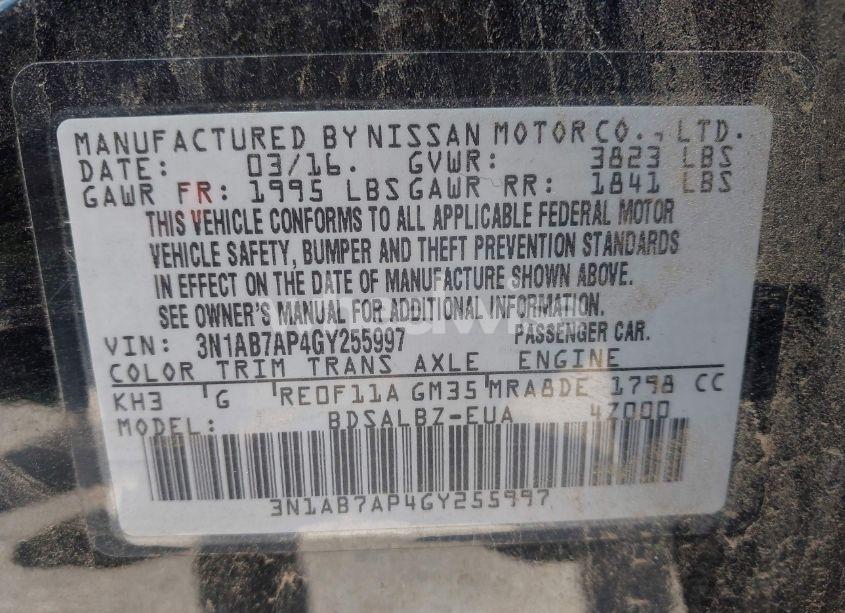 Photo 9 of 2016 Nissan Sentra S (VIN 3N1AB7AP4GY255997)