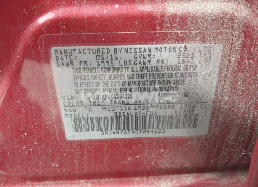 Photo 9 of 2016 Nissan Sentra SV (VIN 3N1AB7AP4GY284125)