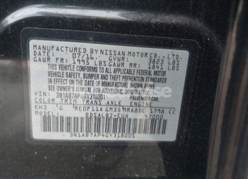 Photo 9 of 2016 Nissan Sentra S (VIN 3N1AB7AP4GY318001)