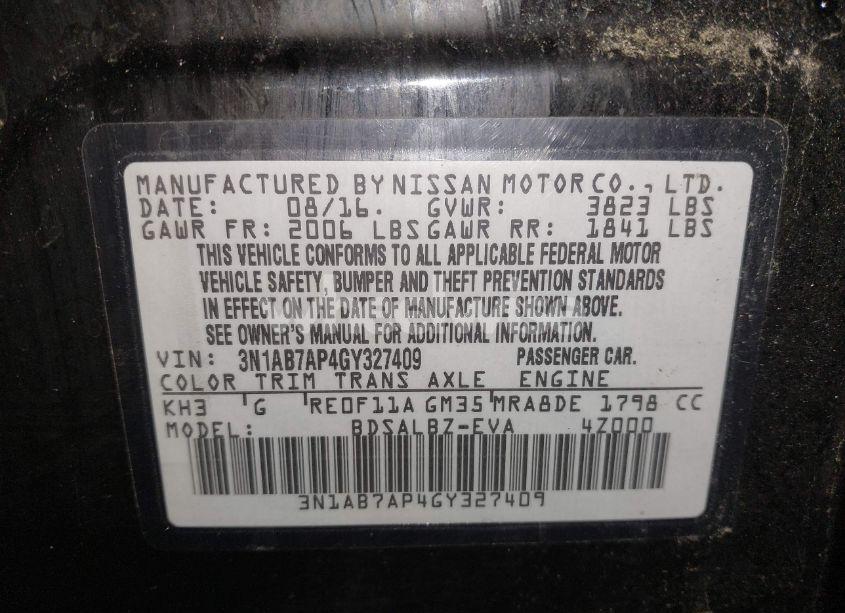 Photo 9 of 2016 Nissan Sentra S (VIN 3N1AB7AP4GY327409)