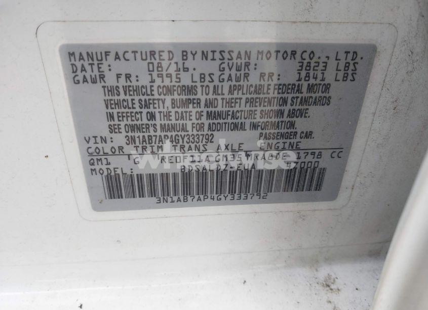 Photo 9 of 2016 Nissan Sentra SV (VIN 3N1AB7AP4GY333792)