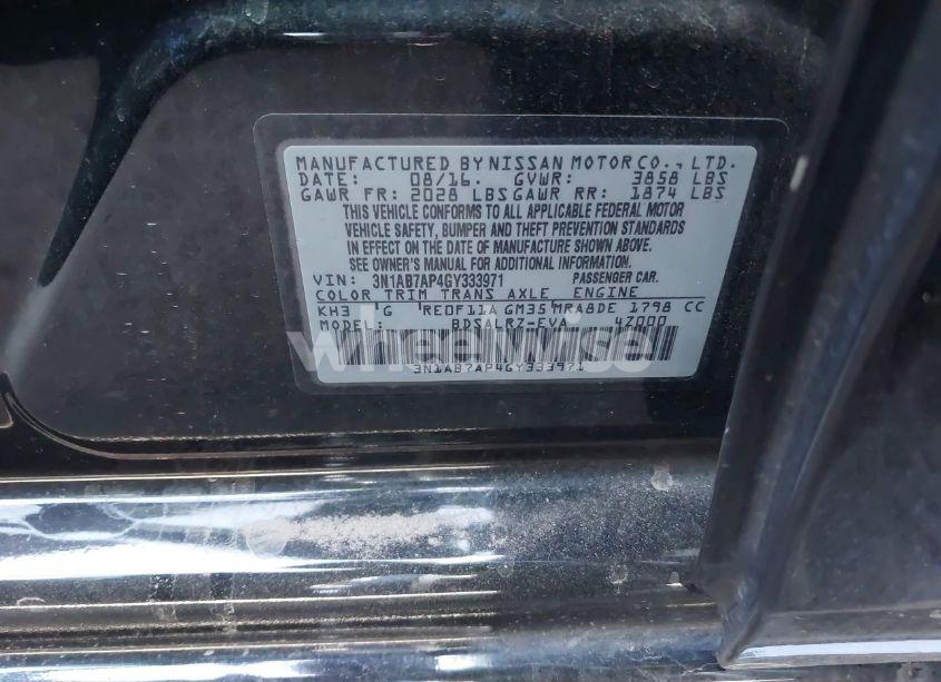 Photo 9 of 2016 Nissan Sentra SR (VIN 3N1AB7AP4GY333971)