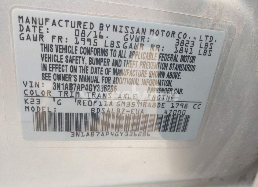 Photo 9 of 2016 Nissan Sentra S (VIN 3N1AB7AP4GY336286)