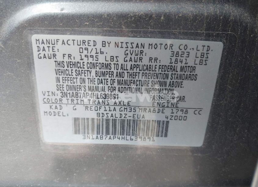 Photo 9 of 2017 Nissan Sentra SV (VIN 3N1AB7AP4HL639891)