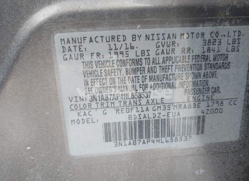 Photo 9 of 2017 Nissan Sentra SV (VIN 3N1AB7AP4HL658537)