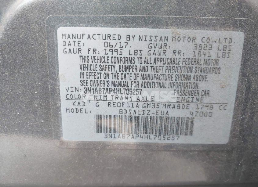 Photo 9 of 2017 Nissan Sentra SV (VIN 3N1AB7AP4HL705257)