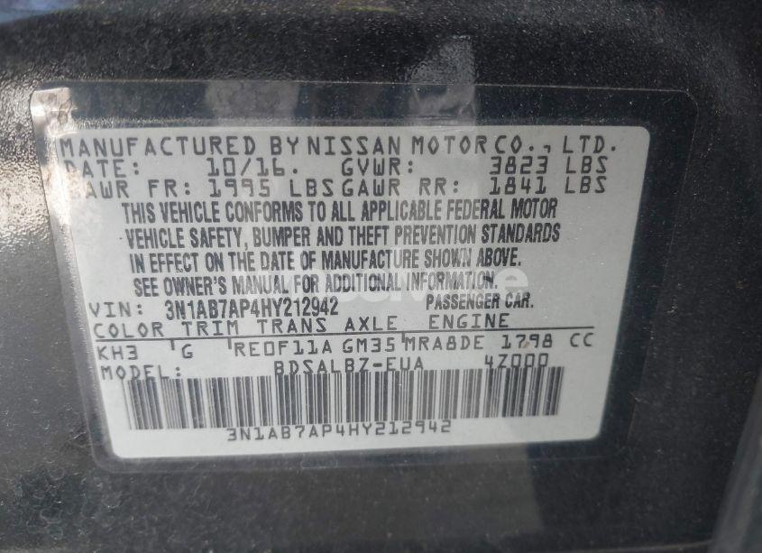 Photo 9 of 2017 Nissan Sentra S (VIN 3N1AB7AP4HY212942)