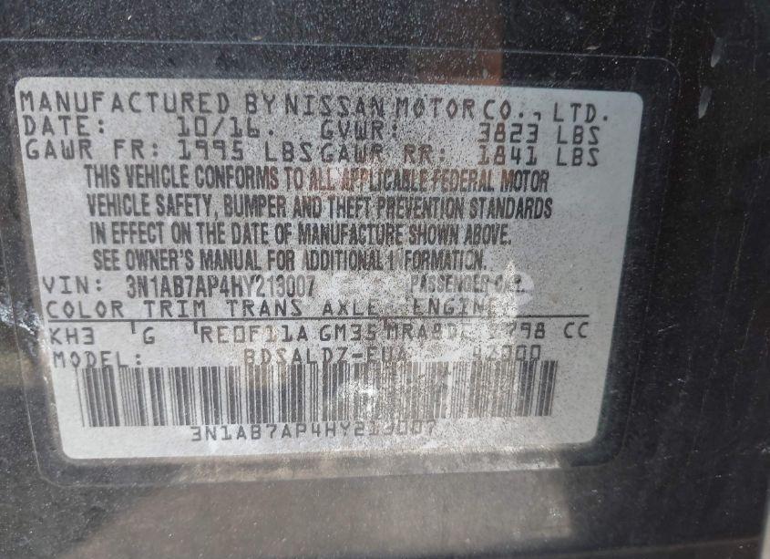 Photo 9 of 2017 Nissan Sentra SV (VIN 3N1AB7AP4HY213007)