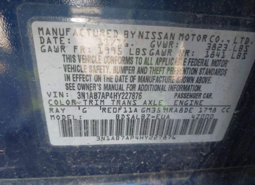 Photo 9 of 2017 Nissan Sentra S (VIN 3N1AB7AP4HY227876)