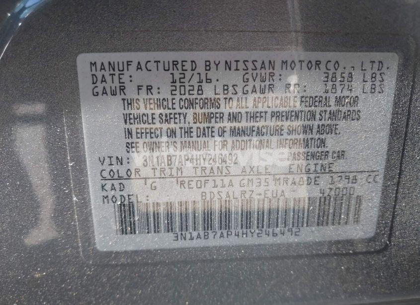 Photo 9 of 2017 Nissan Sentra SR (VIN 3N1AB7AP4HY246492)