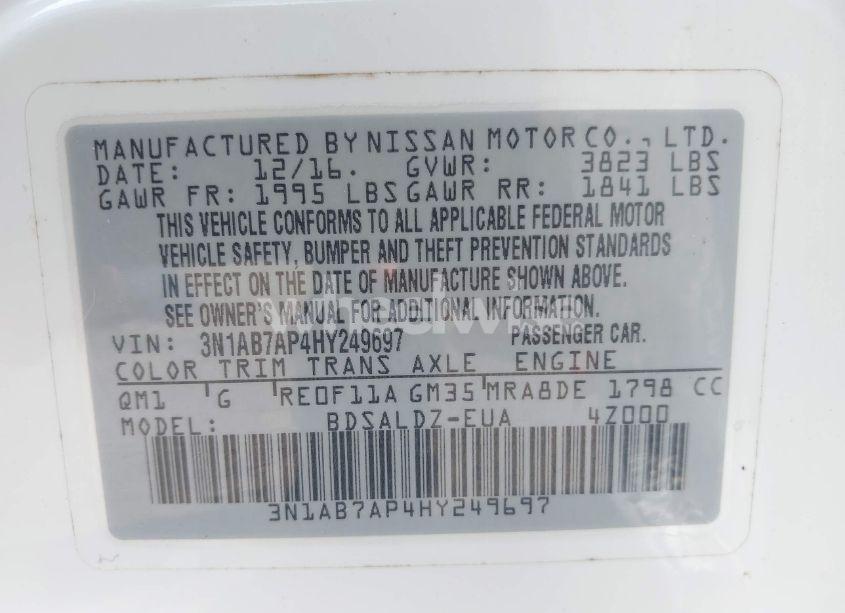 Photo 9 of 2017 Nissan Sentra SV (VIN 3N1AB7AP4HY249697)