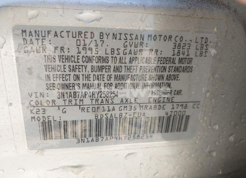 Photo 9 of 2017 Nissan Sentra S (VIN 3N1AB7AP4HY258254)