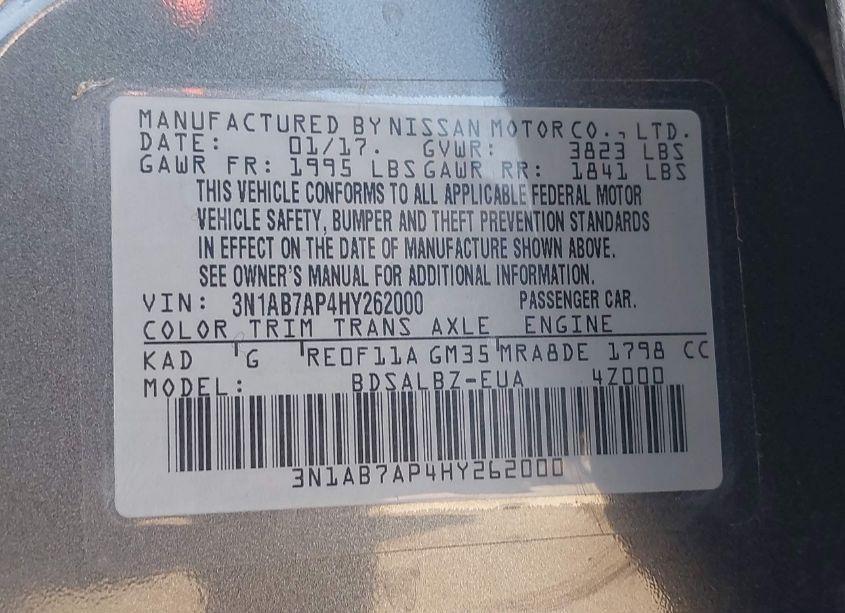 Photo 9 of 2017 Nissan Sentra S (VIN 3N1AB7AP4HY262000)