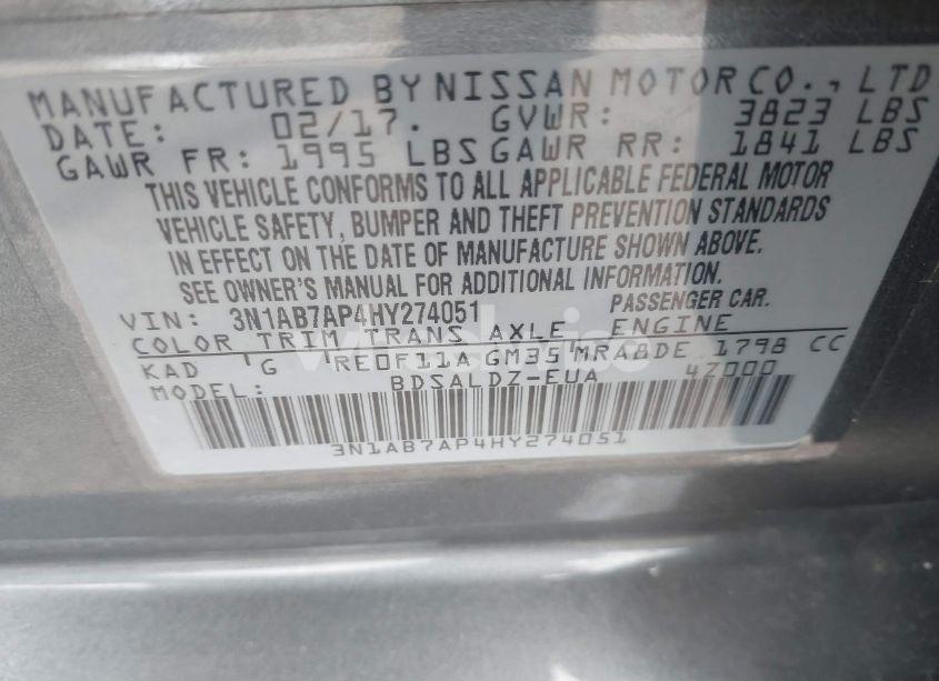 Photo 9 of 2017 Nissan Sentra SV (VIN 3N1AB7AP4HY274051)