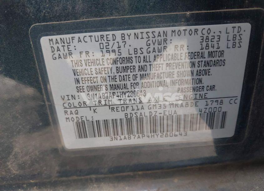 Photo 9 of 2017 Nissan Sentra SV (VIN 3N1AB7AP4HY280643)