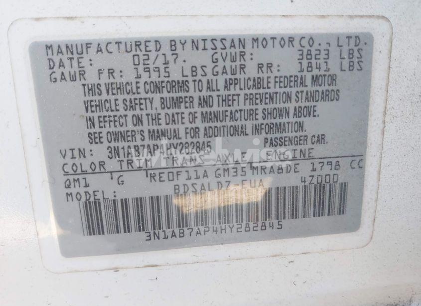 Photo 9 of 2017 Nissan Sentra SV (VIN 3N1AB7AP4HY282845)