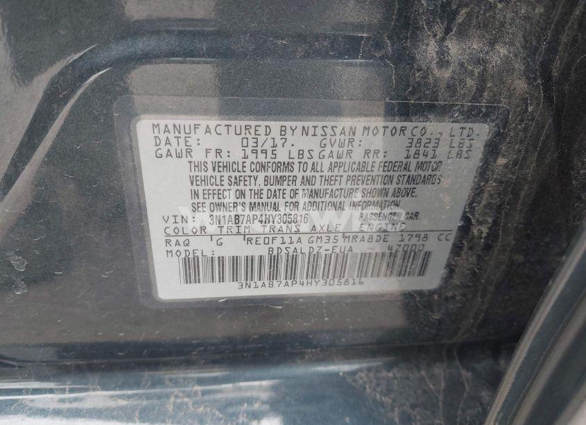 Photo 9 of 2017 Nissan Sentra SV (VIN 3N1AB7AP4HY305816)