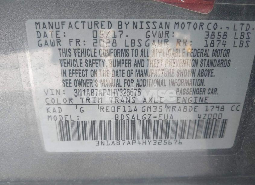 Photo 9 of 2017 Nissan Sentra SL (VIN 3N1AB7AP4HY325676)