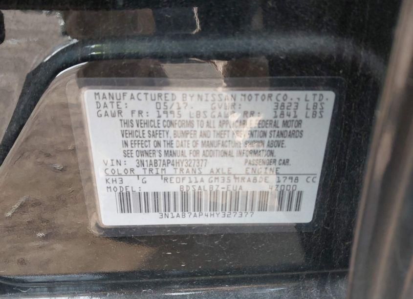 Photo 9 of 2017 Nissan Sentra S (VIN 3N1AB7AP4HY327377)