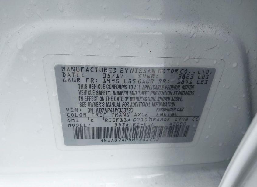 Photo 9 of 2017 Nissan Sentra S (VIN 3N1AB7AP4HY333793)