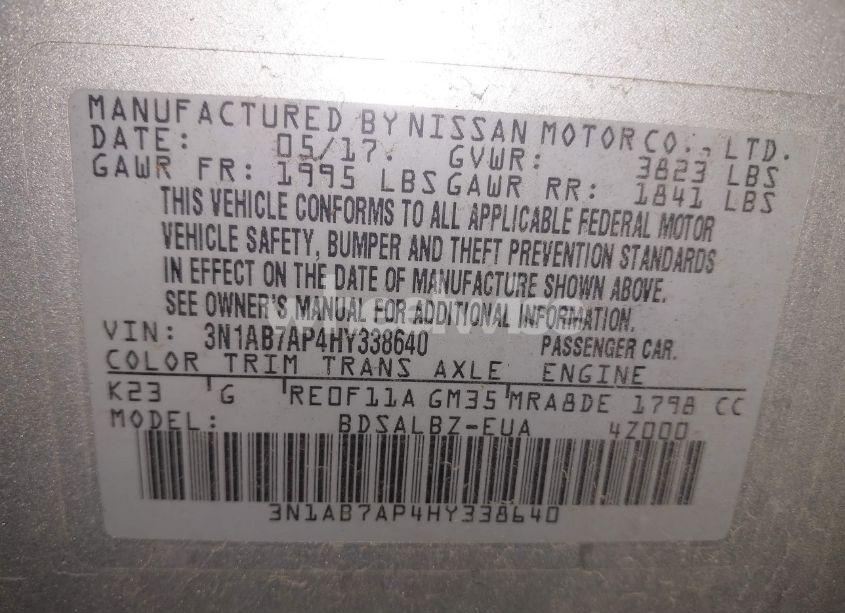 Photo 9 of 2017 Nissan Sentra S (VIN 3N1AB7AP4HY338640)