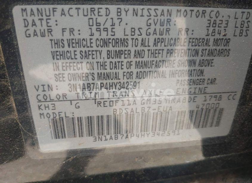 Photo 9 of 2017 Nissan Sentra S (VIN 3N1AB7AP4HY342591)