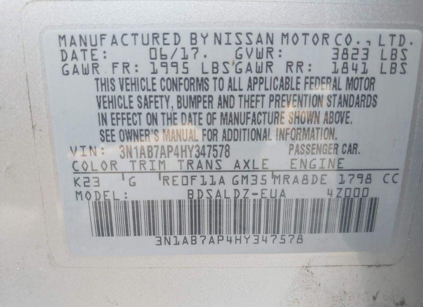 Photo 9 of 2017 Nissan Sentra SV (VIN 3N1AB7AP4HY347578)