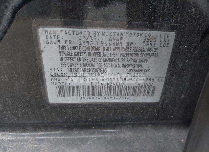 Photo 9 of 2017 Nissan Sentra SV (VIN 3N1AB7AP4HY367510)