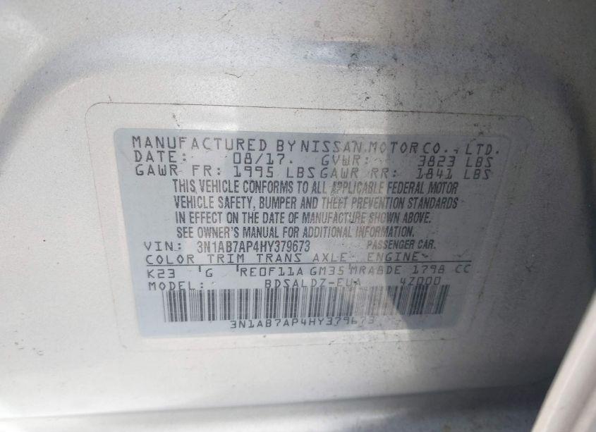 Photo 9 of 2017 Nissan Sentra SV (VIN 3N1AB7AP4HY379673)