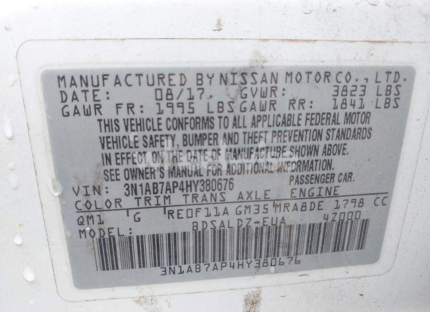 Photo 9 of 2017 Nissan Sentra SV (VIN 3N1AB7AP4HY380676)