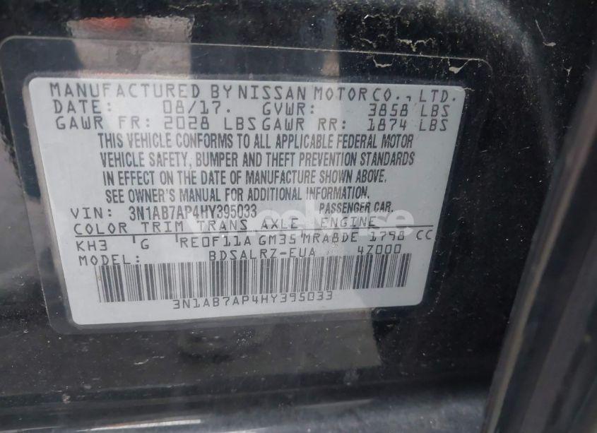 Photo 9 of 2017 Nissan Sentra SR (VIN 3N1AB7AP4HY395033)