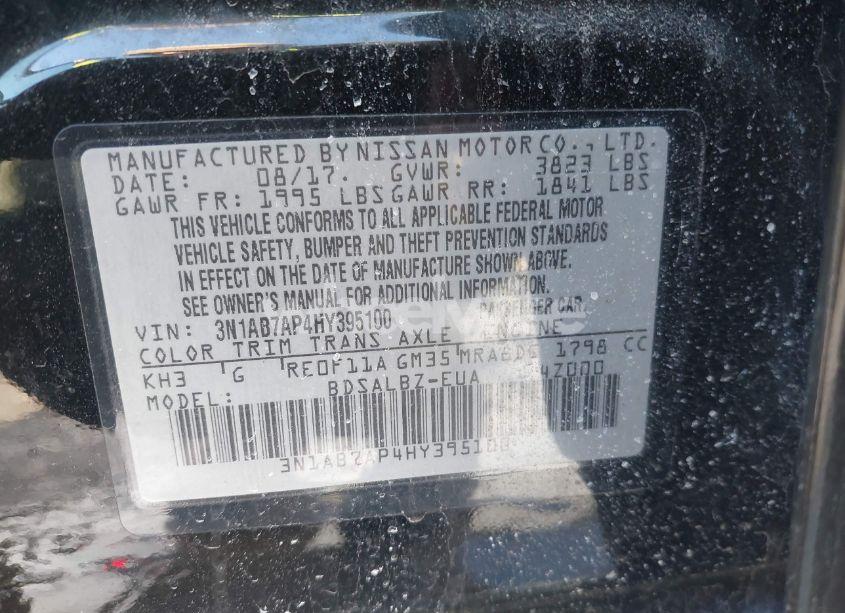 Photo 9 of 2017 Nissan Sentra S (VIN 3N1AB7AP4HY395100)