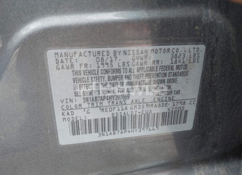 Photo 9 of 2017 Nissan Sentra SV (VIN 3N1AB7AP4HY397669)