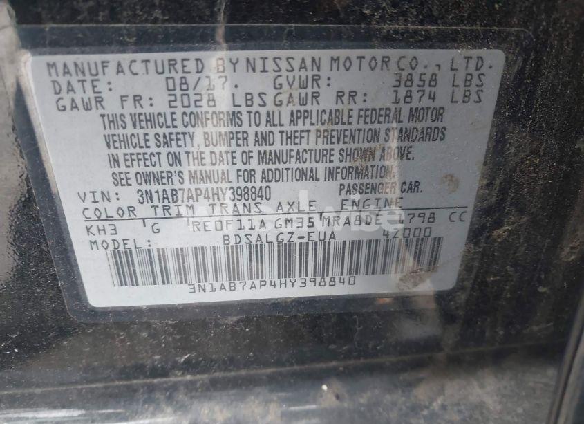 Photo 9 of 2017 Nissan Sentra SL (VIN 3N1AB7AP4HY398840)